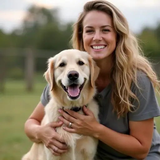 Blonde Dog Trainer With Dog