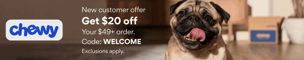 Get $20 off your first order at Chewy
